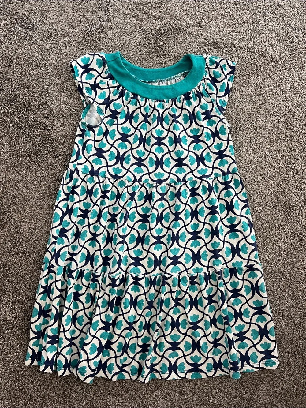 Tea Collection Teal and Navy Floral Jersey Dress